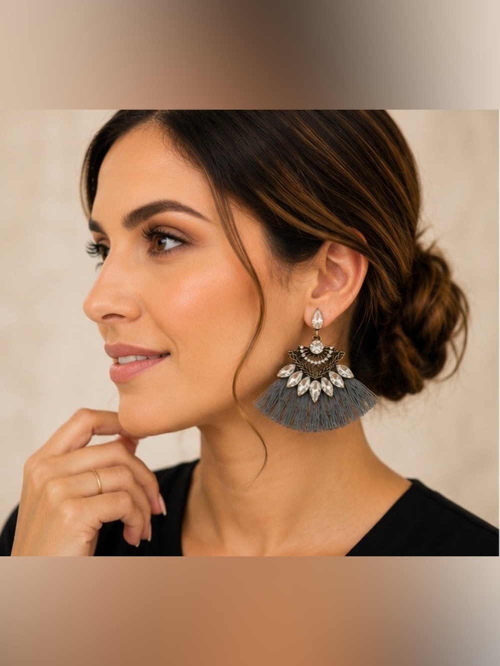 Elegant and boho eye-catching statement tassel earrings